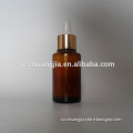 cosmetic packaging 30ml amber essential oil glass bottle with gold aluminium dropper dropper bottle